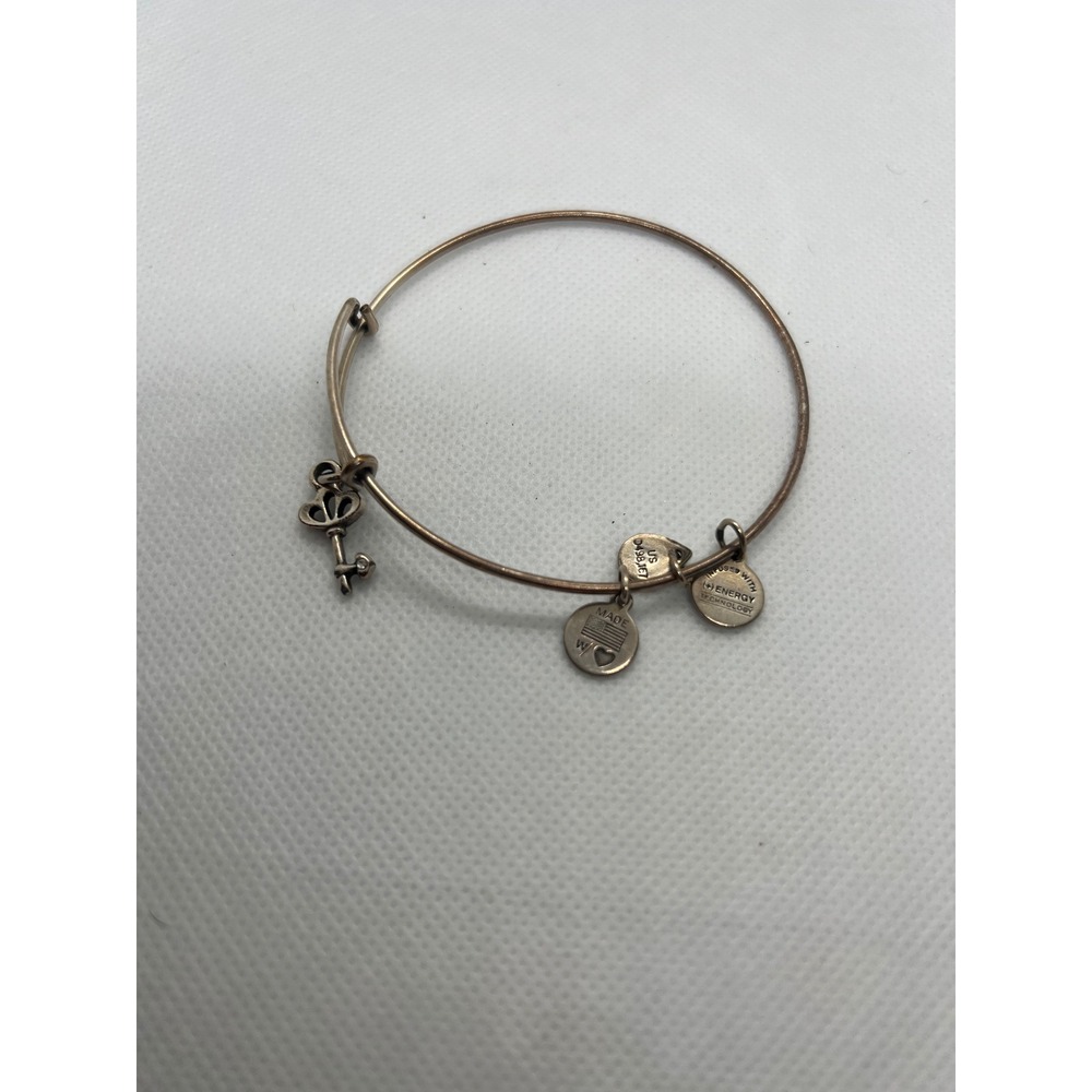 Alex and Ani Charm Bracelet Bangle Key to My Heart‎ Expandable Rose Gold
